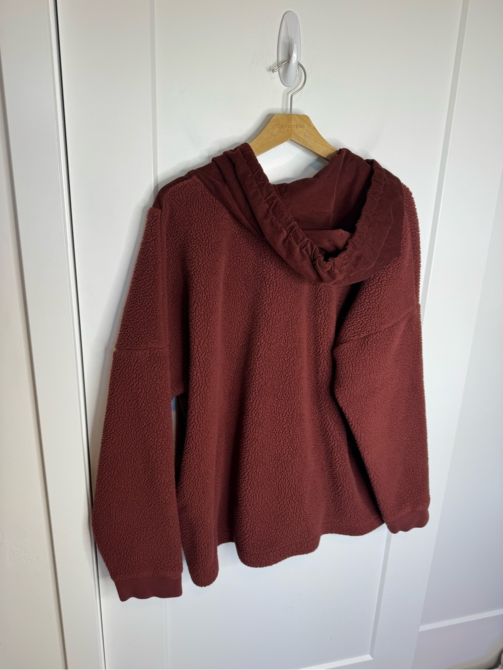 Madewell (Re)sourced Fleece Button-Front Hoodie Sweatshirt Red Burgundy XXL - Picture 7 of 7